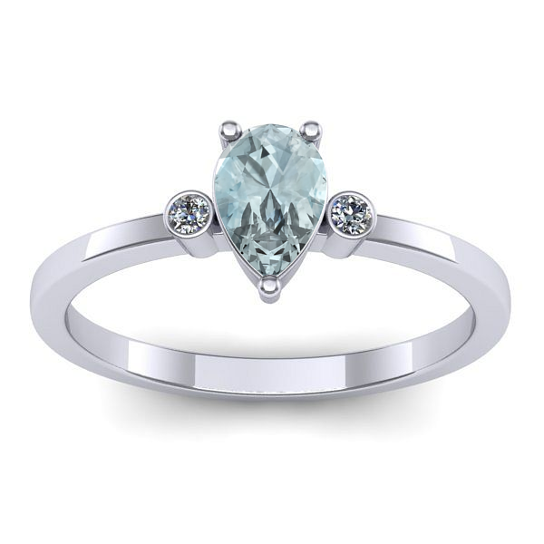 Inel de logodna cu aquamarin lacrima