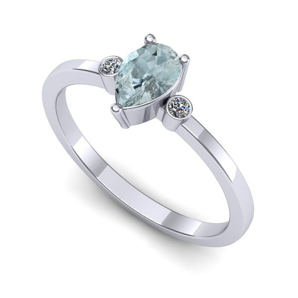 Inel din aur alb cu aquamarin