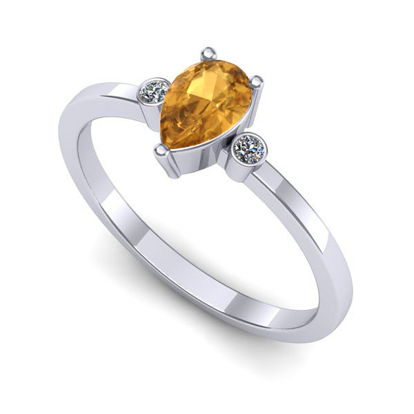 Inel logodna din aur alb cu citrin