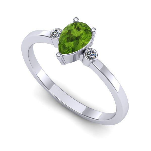 Inel din aur alb cu peridot