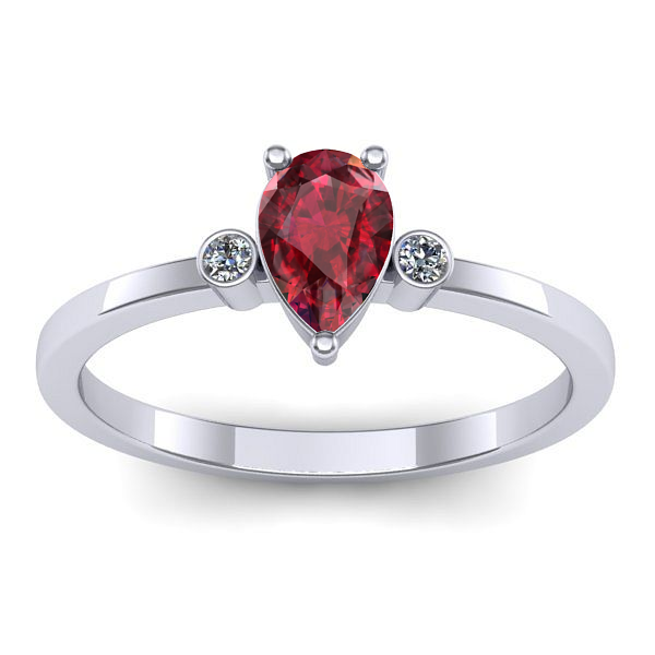Inel logodna cu rubin lacrima