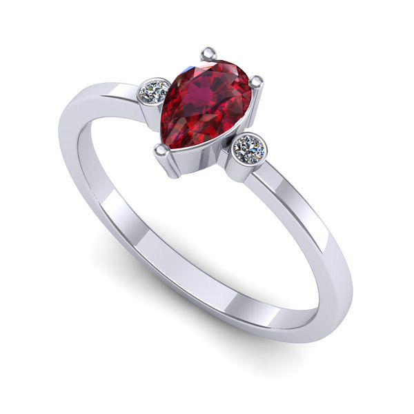 Inel logodna din aur alb cu rubin