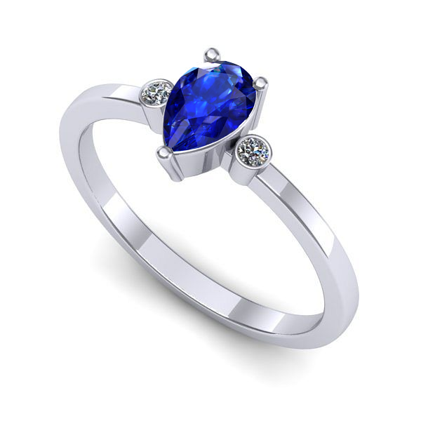 Inel din aur alb cu safir