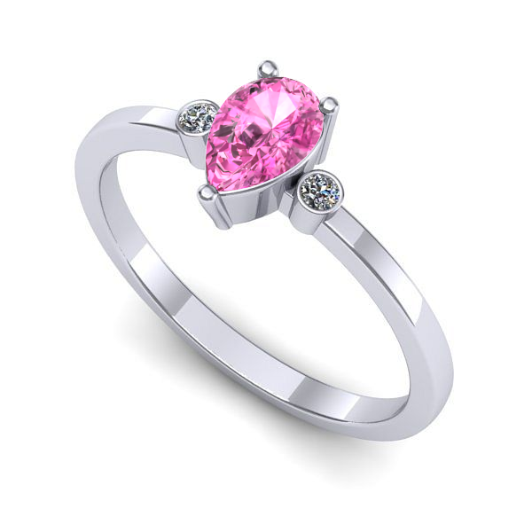 Inel din aur alb cu safir roz