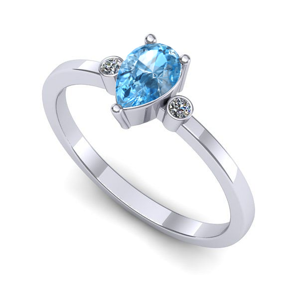 Inel din aur alb cu topaz blue