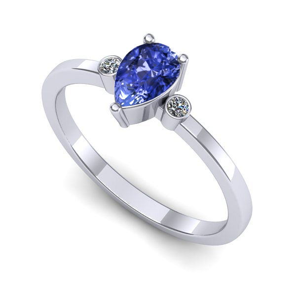 Inel din aur alb cu tanzanit
