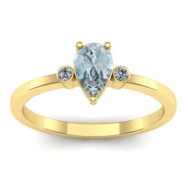 Inel logodna cu aquamarin lacrima