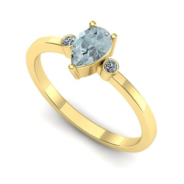 Inel din aur galben cu aquamarin