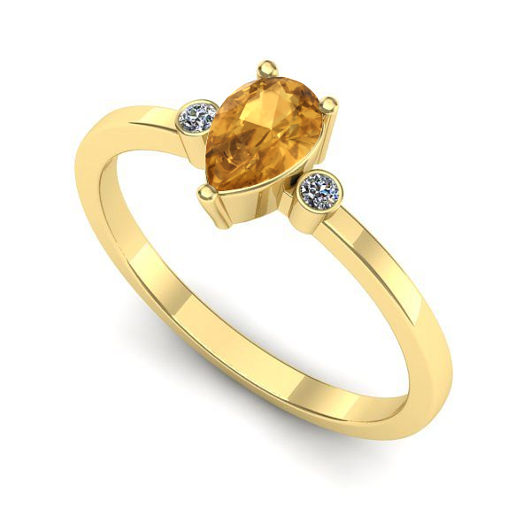 Inel din aur galben cu citrin