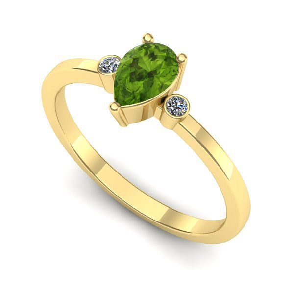 Inel logodna din aur galben cu peridot