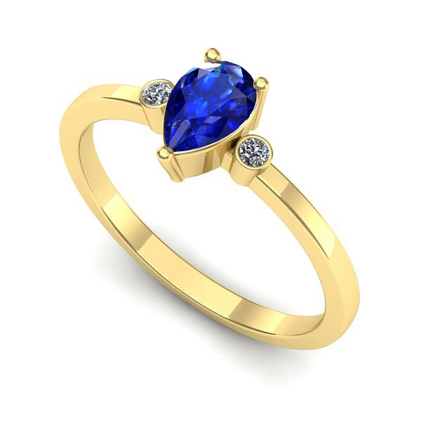 Inel logodna din aur galben cu safir