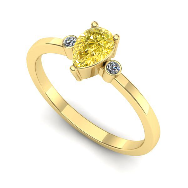 Inel logodna din aur galben cu safir galben