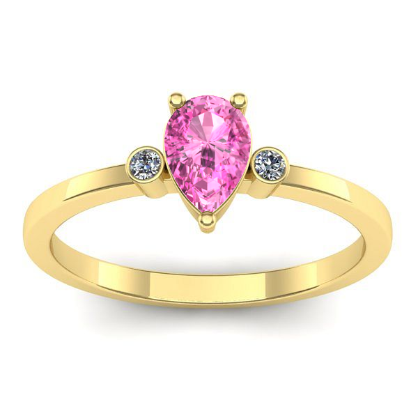 Inel logodna cu safir roz lacrima