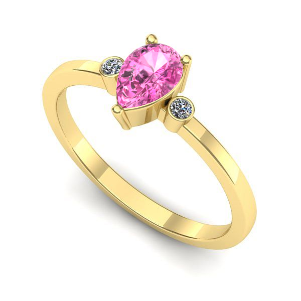 Inel logodna din aur galben cu safir roz
