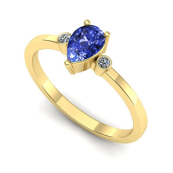 Inel de logodna din aur galben cu tanzanit