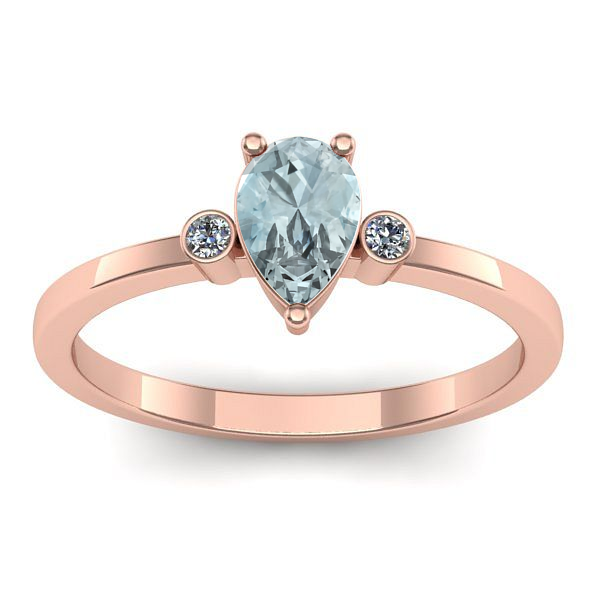 Inel logodna cu aquamarin lacrima