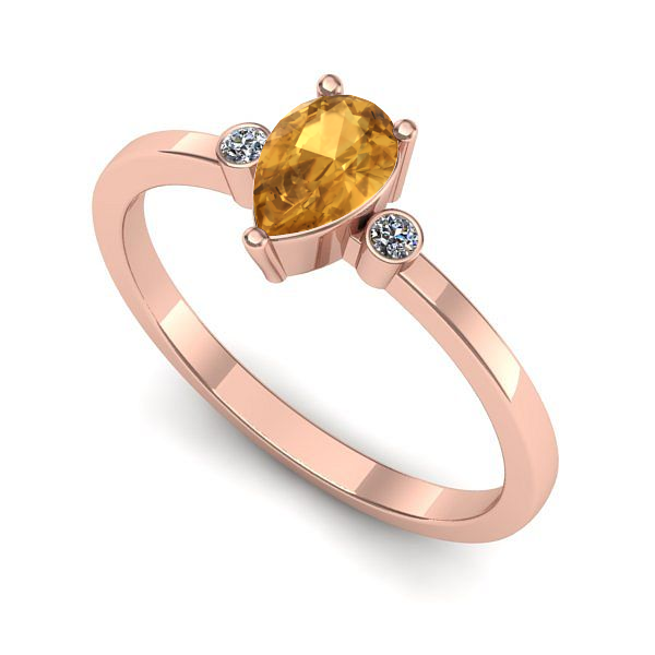 Inel logodna din aur roz cu citrin