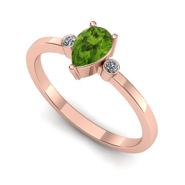 Inel logodna din aur roz cu peridot