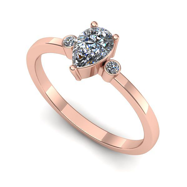 Inel din aur roz cu safir alb