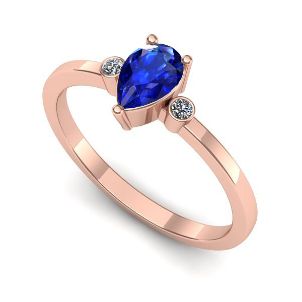 Inel de logodna din aur roz cu safir