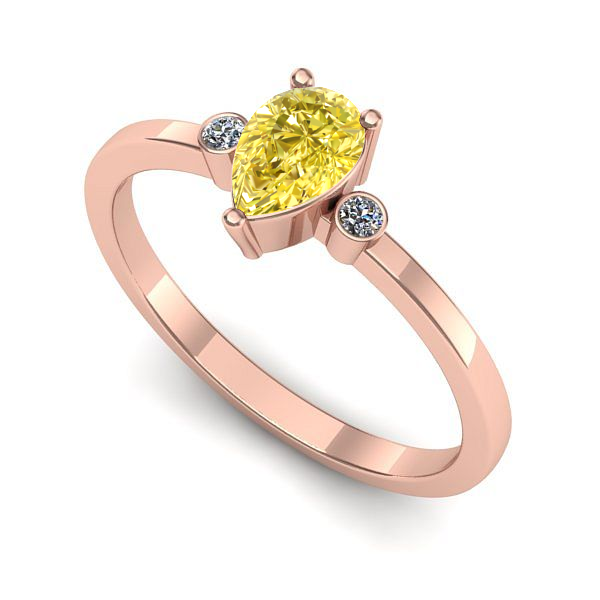 Inel din aur roz cu safir galben