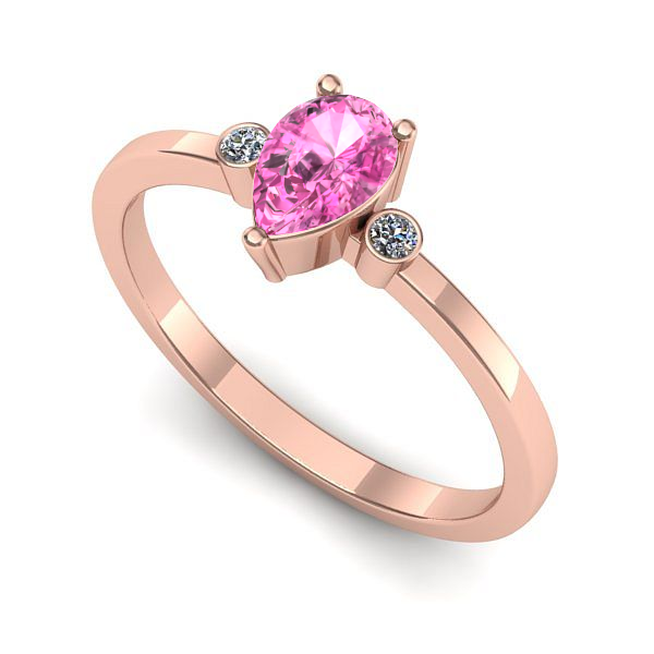 Inel logodna din aur roz cu safir roz
