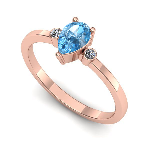 Inel de logodna din aur roz cu topaz blue