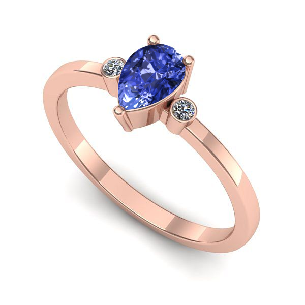 Inel din aur roz cu tanzanit