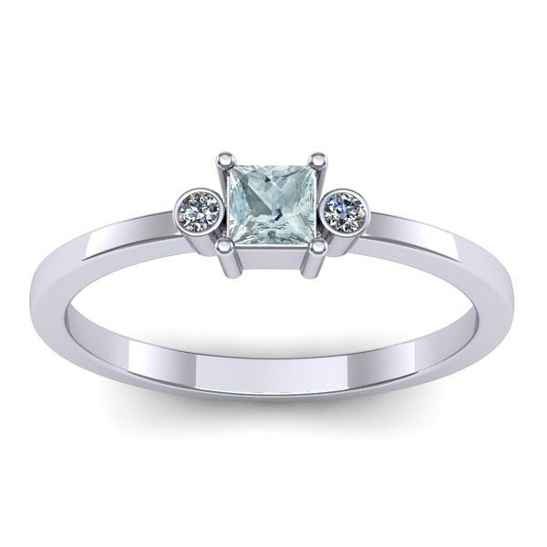 Inel logodna cu aquamarin patrat