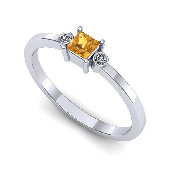 Inel din aur alb cu citrin