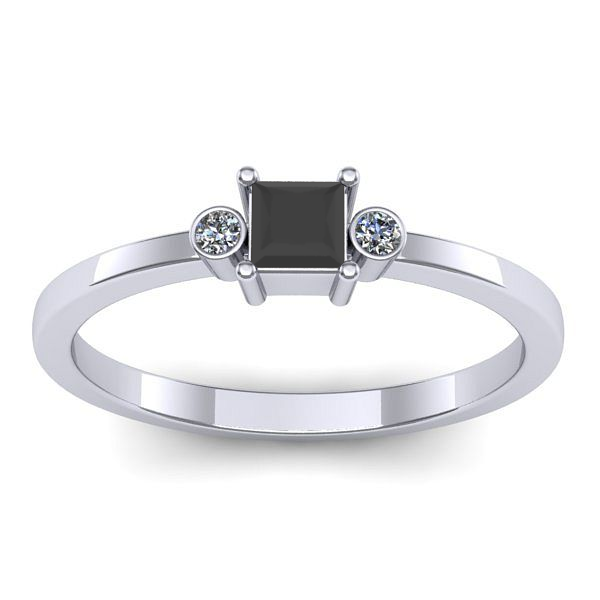 Inel logodna cu diamant negru patrat