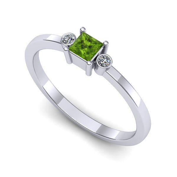 Inel de logodna din aur alb cu peridot