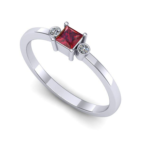 Inel din aur alb cu rubin