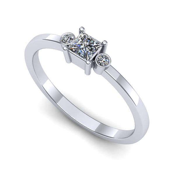 Inel logodna din aur alb cu safir alb