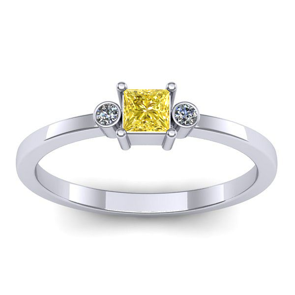 Inel de logodna cu safir galben patrat