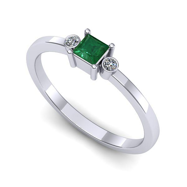 Inel din aur alb cu smarald