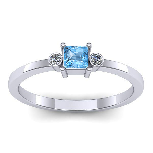 Inel logodna cu topaz blue patrat