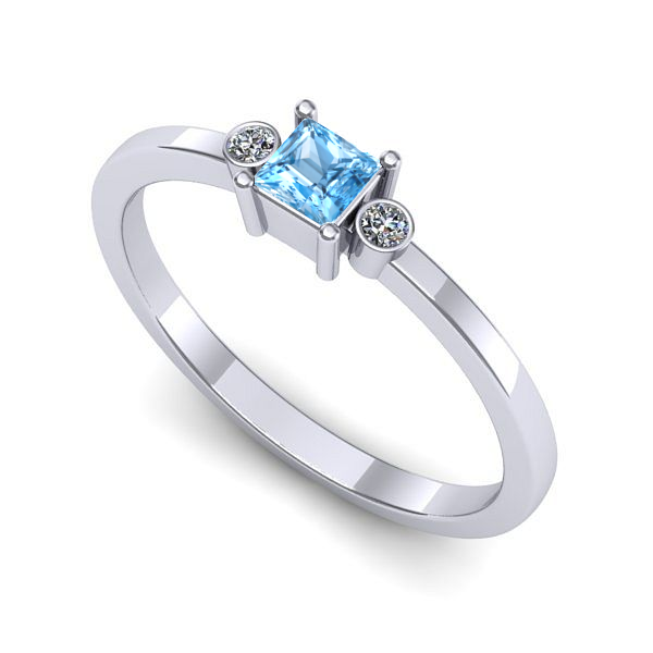 Inel de logodna din aur alb cu topaz blue