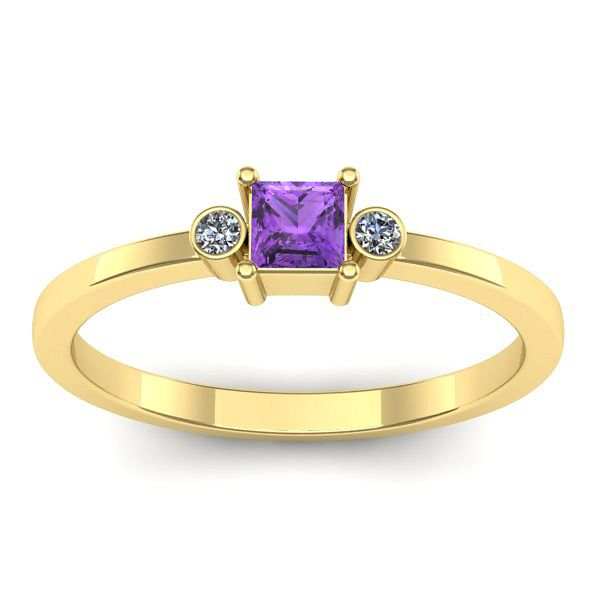 Inel de logodna cu ametist patrat