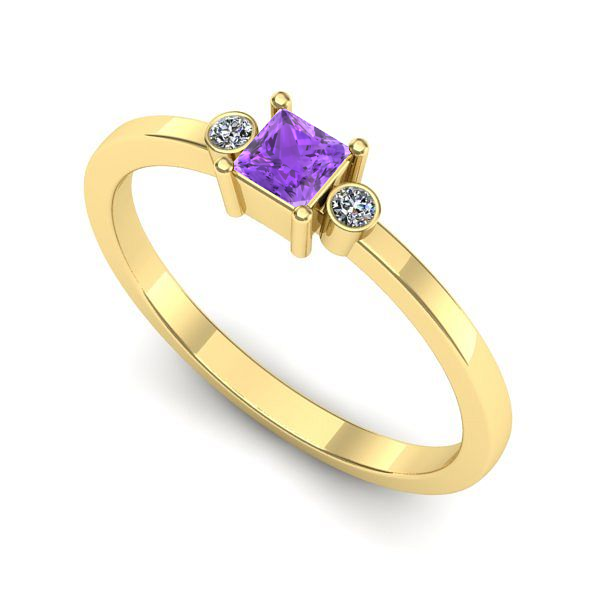 Inel din aur galben cu ametist