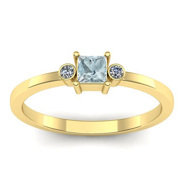 Inel cu aquamarin patrat