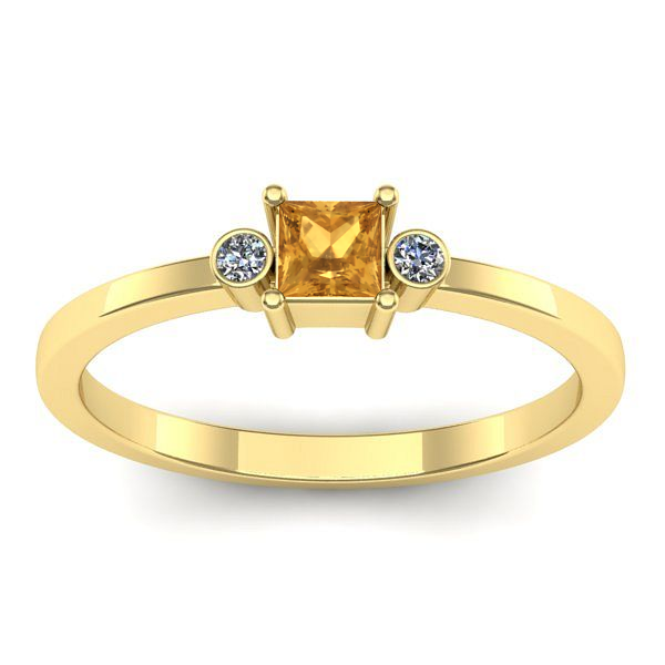 Inel de logodna cu citrin patrat