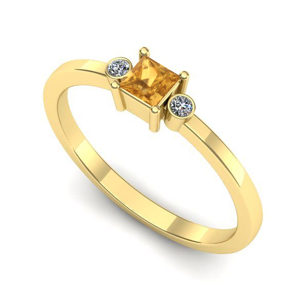 Inel din aur galben cu citrin
