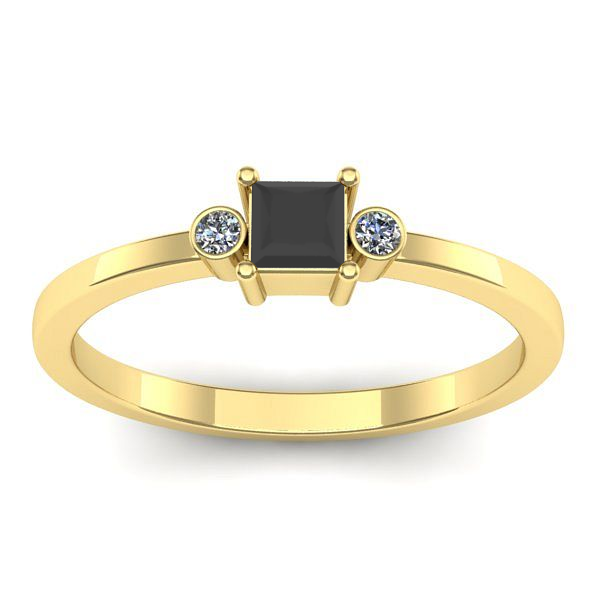 Inel cu diamant negru patrat