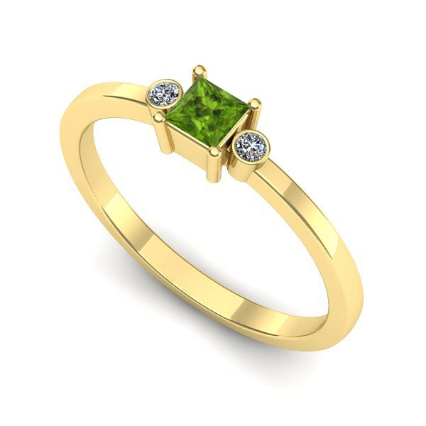 Inel logodna din aur galben cu peridot