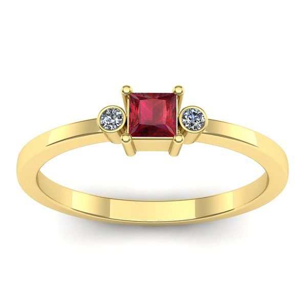 Inel cu rubin patrat