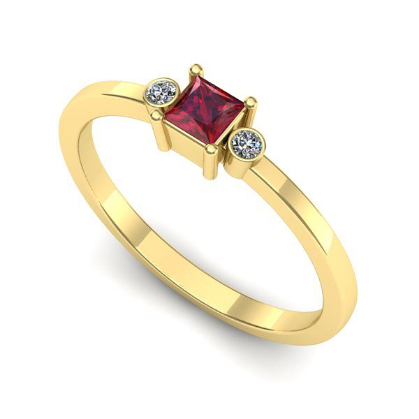 Inel logodna din aur galben cu rubin