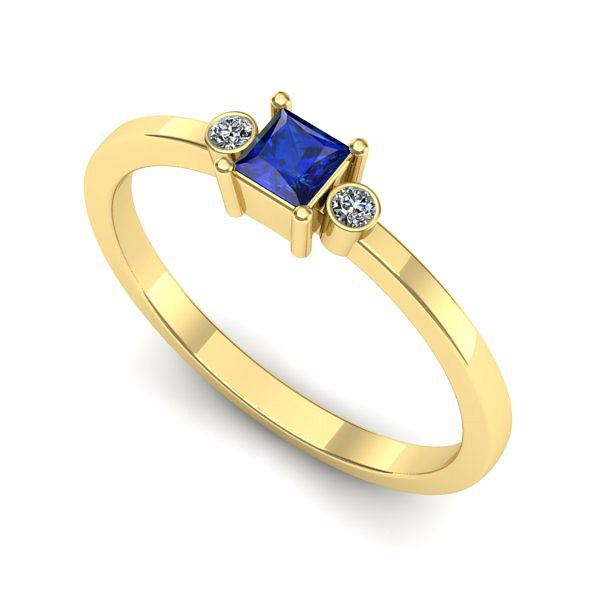 Inel logodna din aur galben cu safir