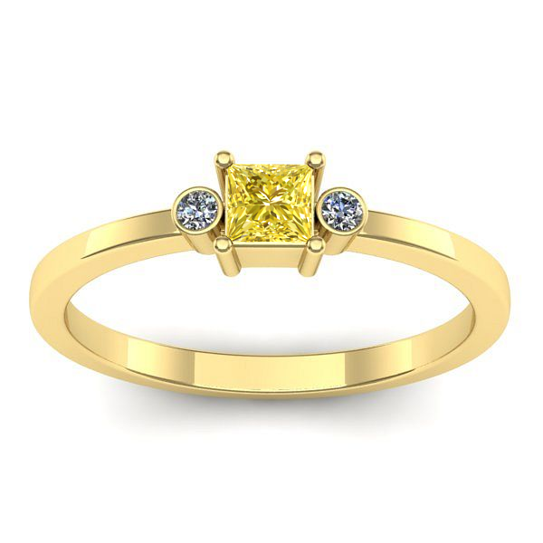 Inel logodna cu safir galben patrat