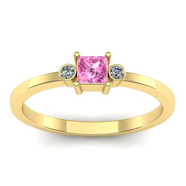 Inel logodna cu safir roz patrat